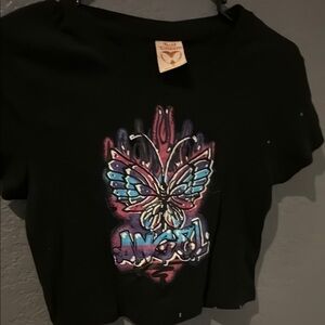 Self Esteem Black and Pink Graphic Crop Top